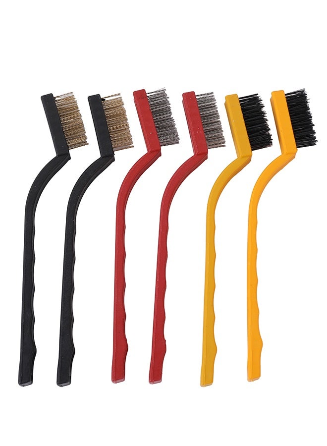 LAWAZIM Wire Brush Set -6 Piece- Handheld Cleaning Brush Set with Stainless Steel, Nylon & Iron Brushes, Curved Plastic Handles with Hanging Holes for Household Cleaning, Garage, Workshop & DIY Use - Image 1